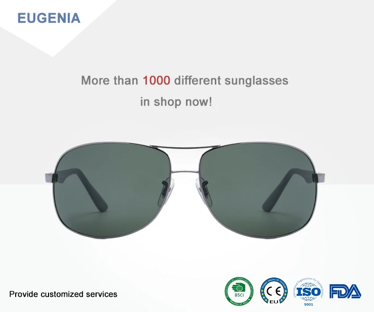 EUGENIA 1.1mm Polarized Square Lens TR90 Stainless Metal Frame Sunglasses