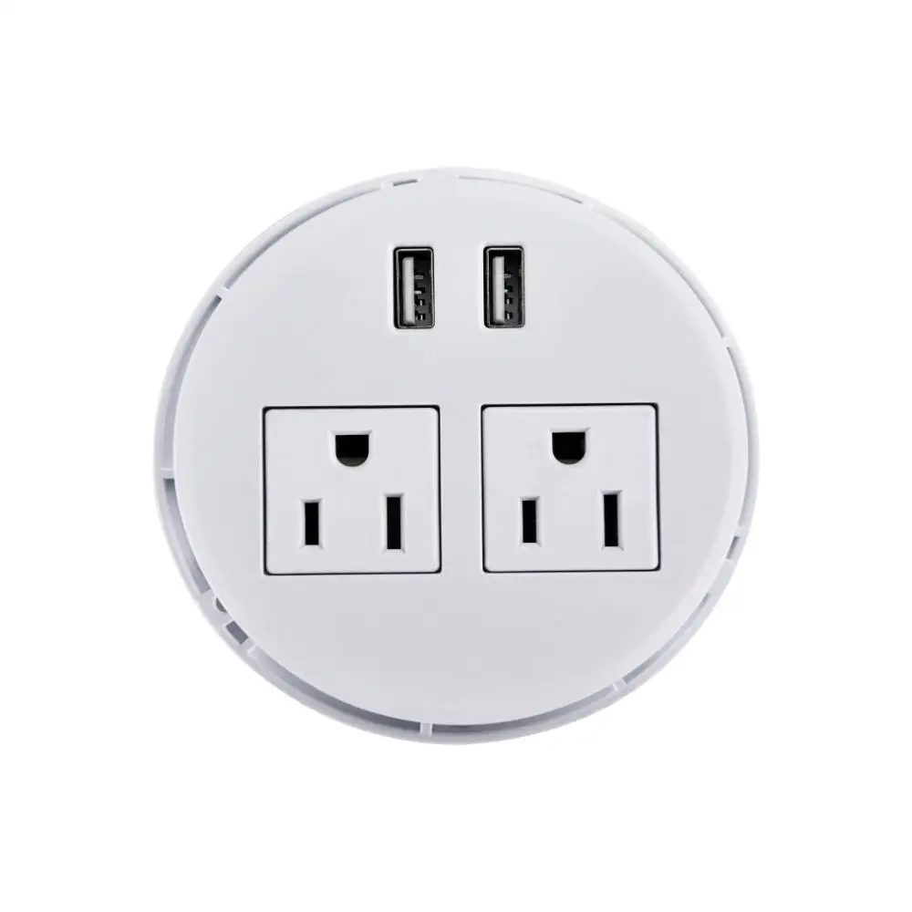 80mm Us Round Desk Power Grommet Outlets With Usb Port Hidden Power