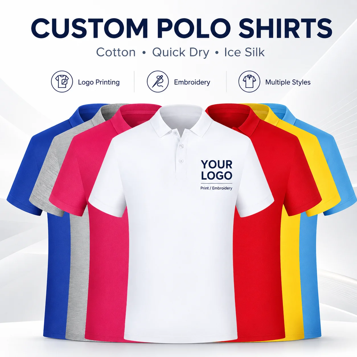 Premium Custom Logo Polo Shirt 100% Combed Cotton Breathable Workwear for Corporate Events OEM