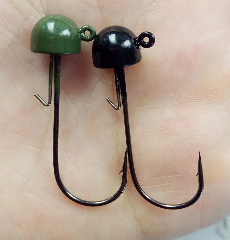 Mushroom shaped 1/6 Oz Black Tungsten Ned Rig Jig Head Hooks,Half Moon