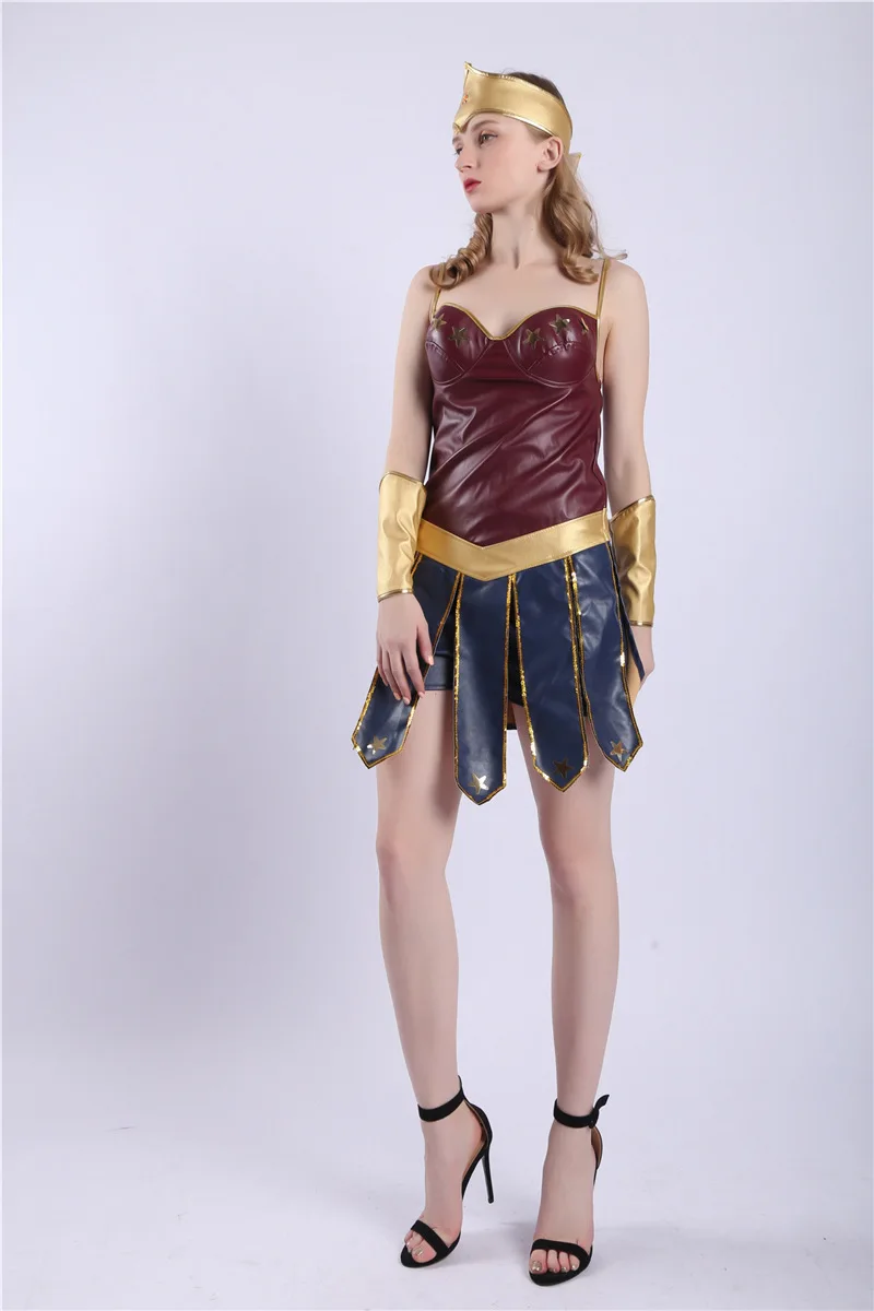 Popular Wonder Woman Costume Halloween Party Sexy Cosplay Superhero Dress Costumes For Adult 3515