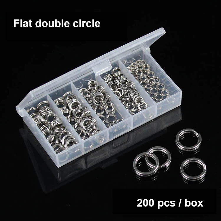Silver 5-9mm Stainless Steel Split Rings Connectors Set Heavy Strength 200Pcs Fishing Lures Double Rings Double Loop Jump Rings with Storage Box for Fishing DIY Jewellery Making Finding Rings 