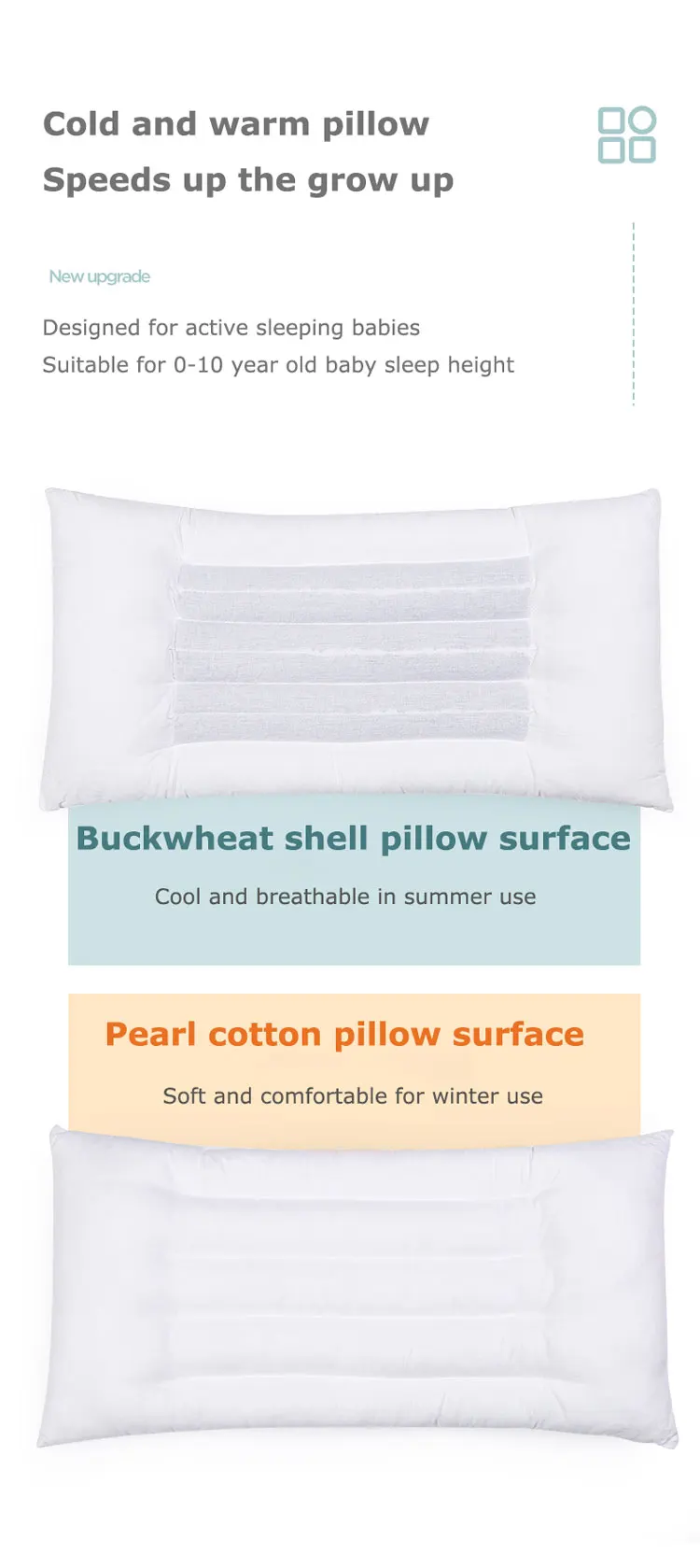 Comfort Cartoon Healthy Sleep Buckwheat Soft Cotton Pillow for Baby Newborn LD 