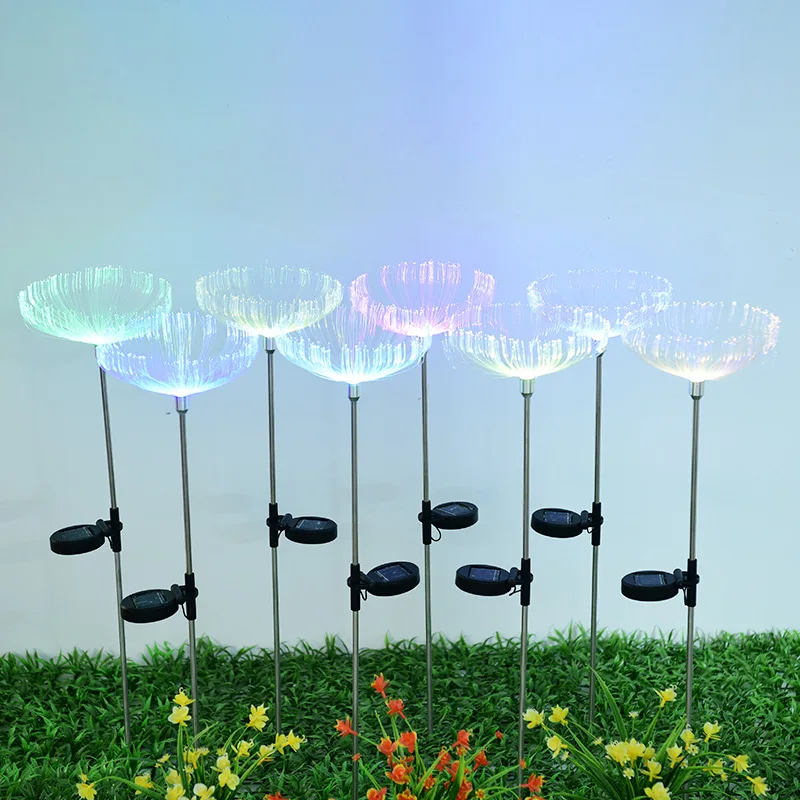 2 X Solarenergie Optischer Faser Licht Farbveränderung Rasen Garten Deko Lampe 