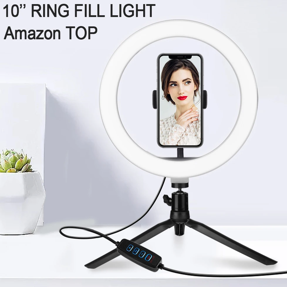 High quality factory wholesale 10 inch selfie ring light with cell phone holder for kmart and canada