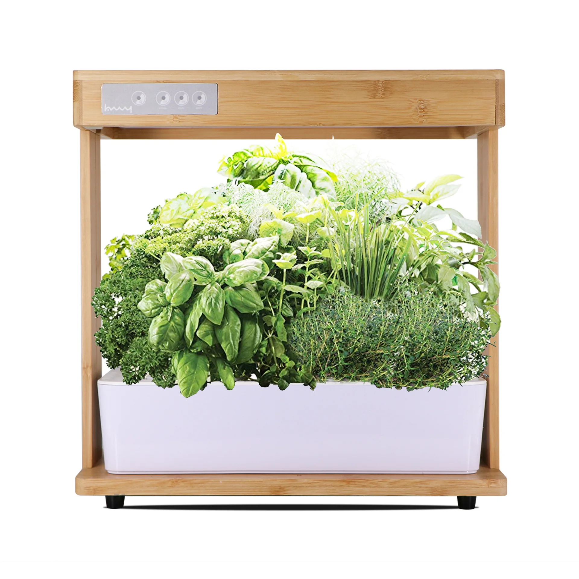 Shenpu Nature Bamboo Frame Smart Hydroponics Growing System With Led Plant Grow Light Buy 6847