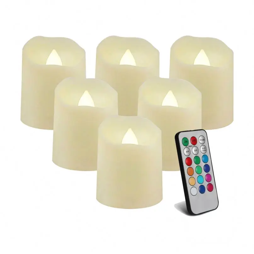 Yellow Flickering RGB Remote Control Submersible Light Tea Lights