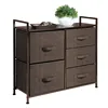Vertical Dresser Storage Tower - Sturdy Steel Frame Wood Top Easy Pull Fabric Bins