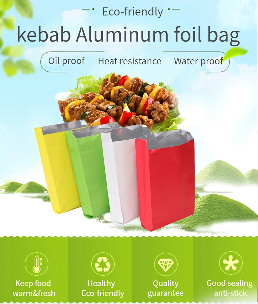 Aluminum Foil Food Pouch Kraft Paper Bag Packaging Silver 3 Side Seal Flat Bags For