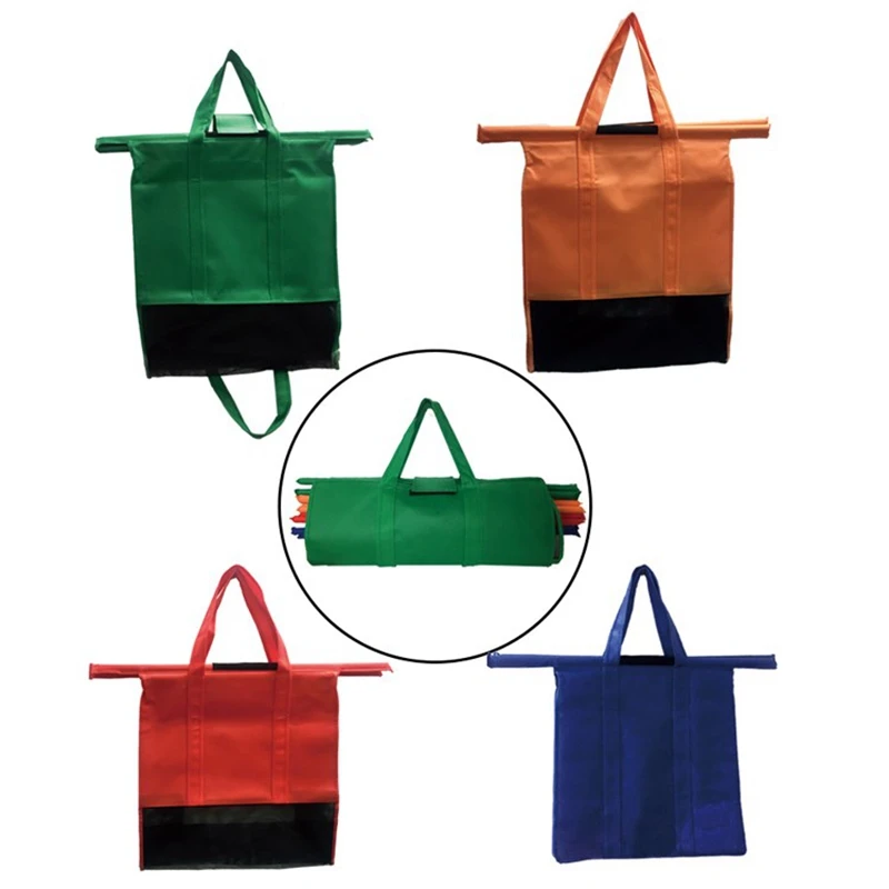 Lightweight practical supermarket shopping cart bag non woven fabric shopping bag with long handle