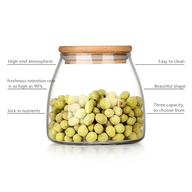 Transparent Glass Storage Coffee Candy Customized Lid Kitchen Glass Canister