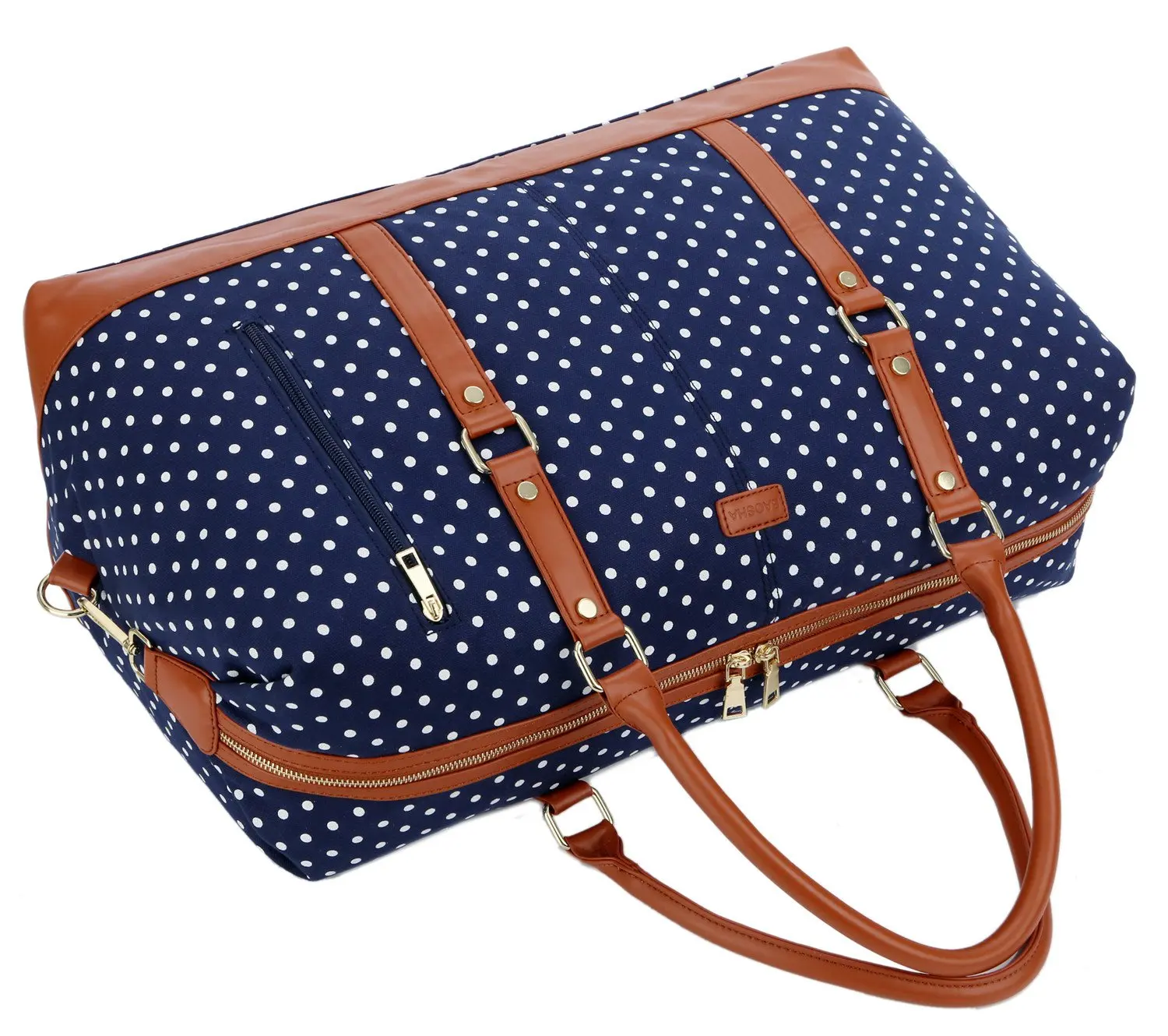 周末旅行包女士女士 duffle 手提袋 pu 皮革饰边