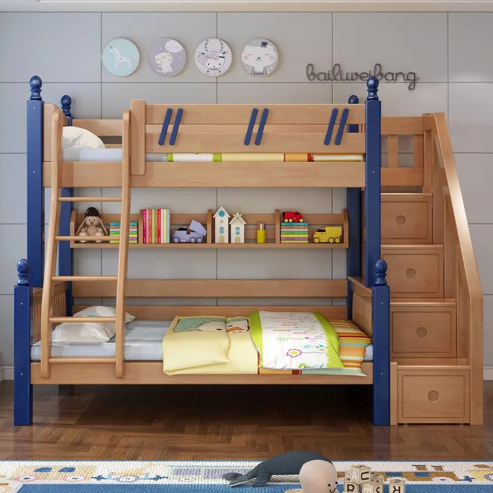 
High Quality Kids Solid Wood Bunk Beds Children Double Bed Furniture Set 