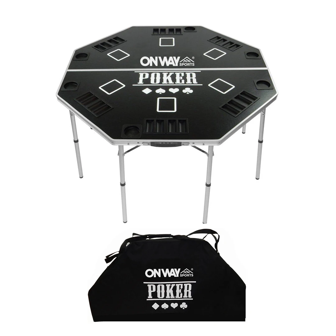 8 Person Octagonal Folding Portable Large Aluminum Poker Table With Cup