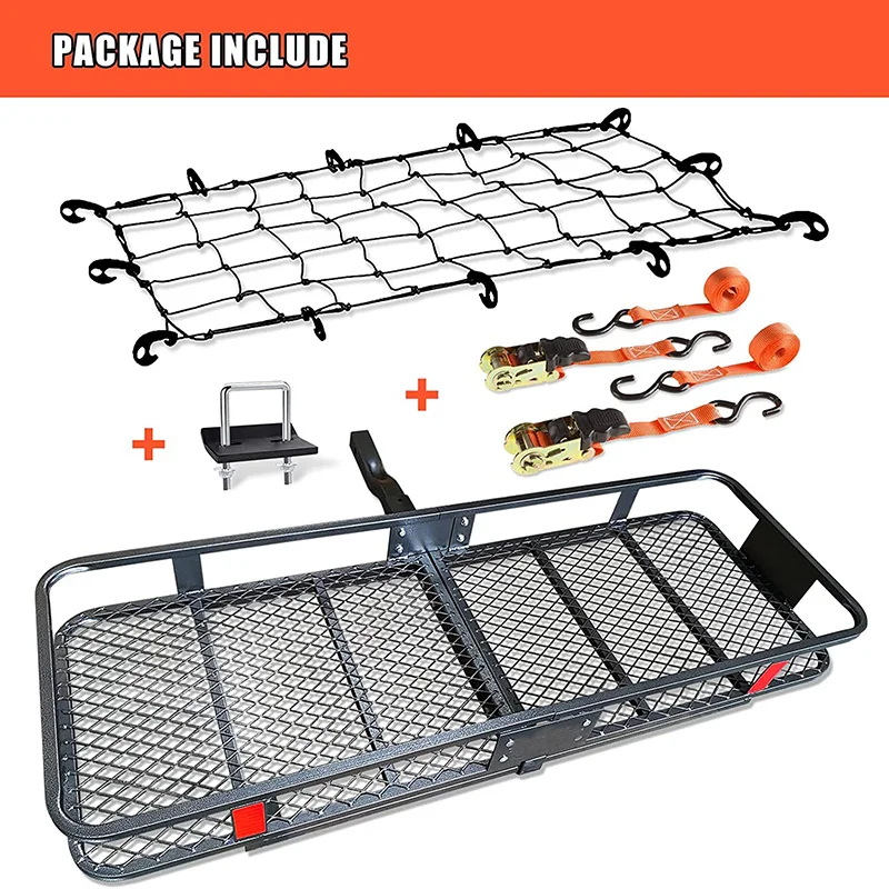 Folding Hitch Mount Cargo Carrier Basket 60" X 20" X 6",Hauling Weight Capacity Of 500 Lbs Hitch