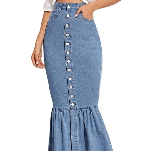 maxi jeans skirt