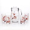 Beautiful 7pcs glass drinking set with decal flower