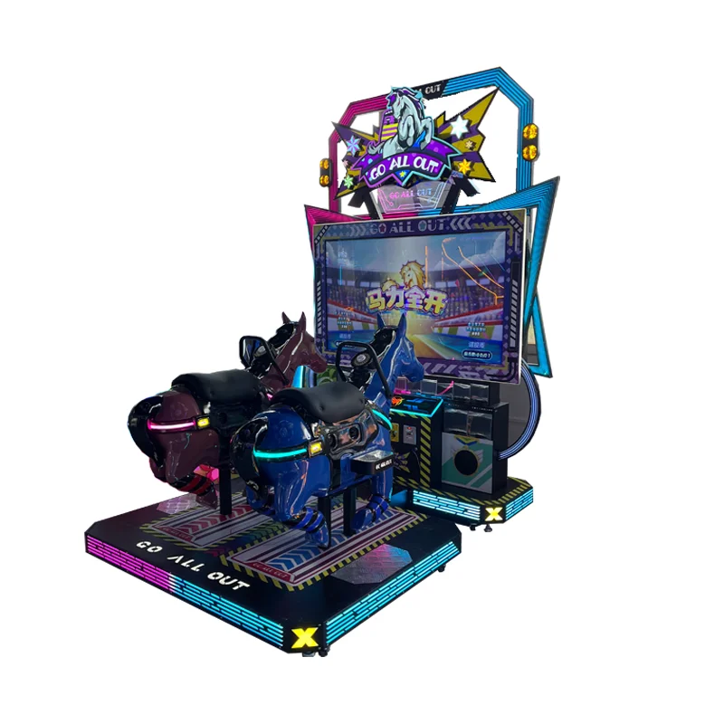 RaiseFun 2-Player Coin-Operated Wooden Horse Riding Simulator Arcade Game Machine for Children Over 8 Years for Game Centers manufacture