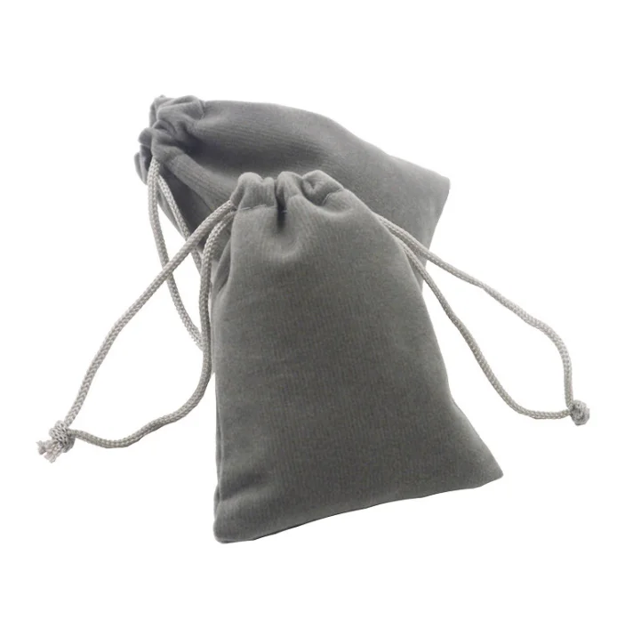 Black Custom Velvet Shopping Bag Velvet Pouch Logo Velvet Drawstring