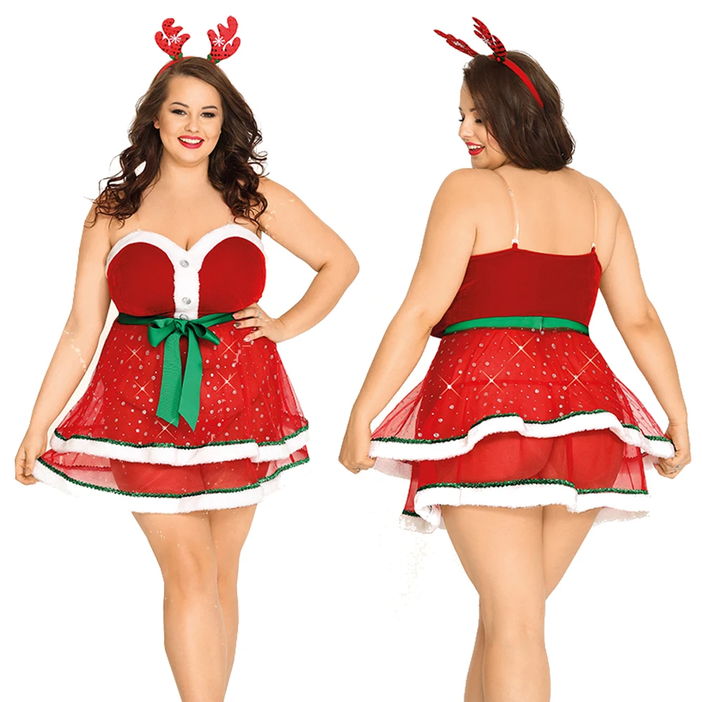 sexy christmas dress Santa's Lil Vixen Cosplay Set Holiday DDLG Playground 132lbs Pattern Women > Dresses | Sexy