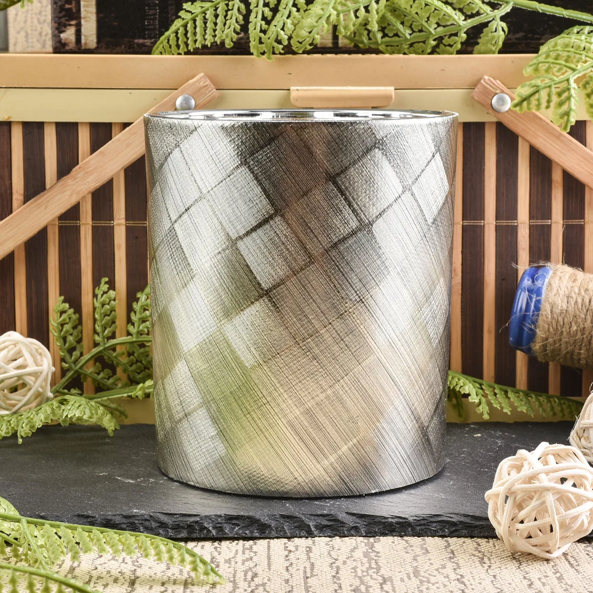 gold cover glass candle container