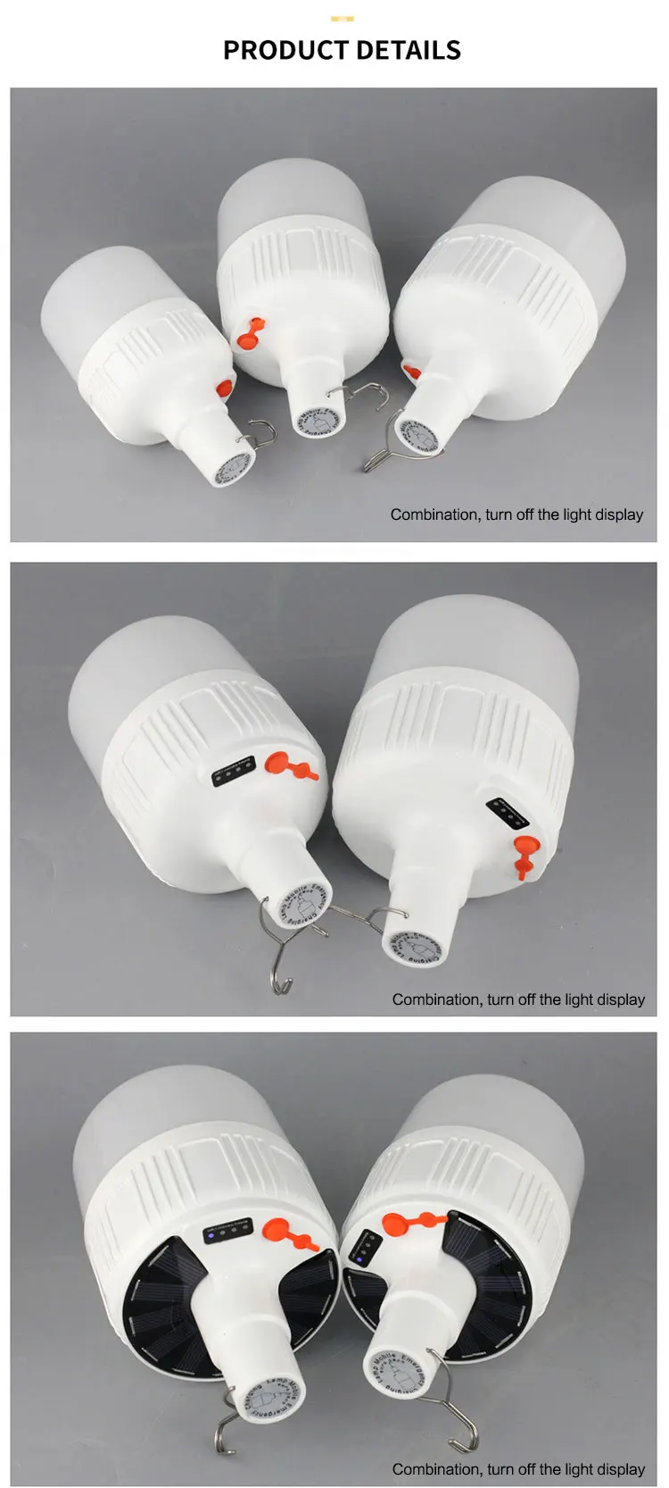 便攜式ip65 防水緊急led燈球泡燈,太陽能可充電led燈泡應急燈的家