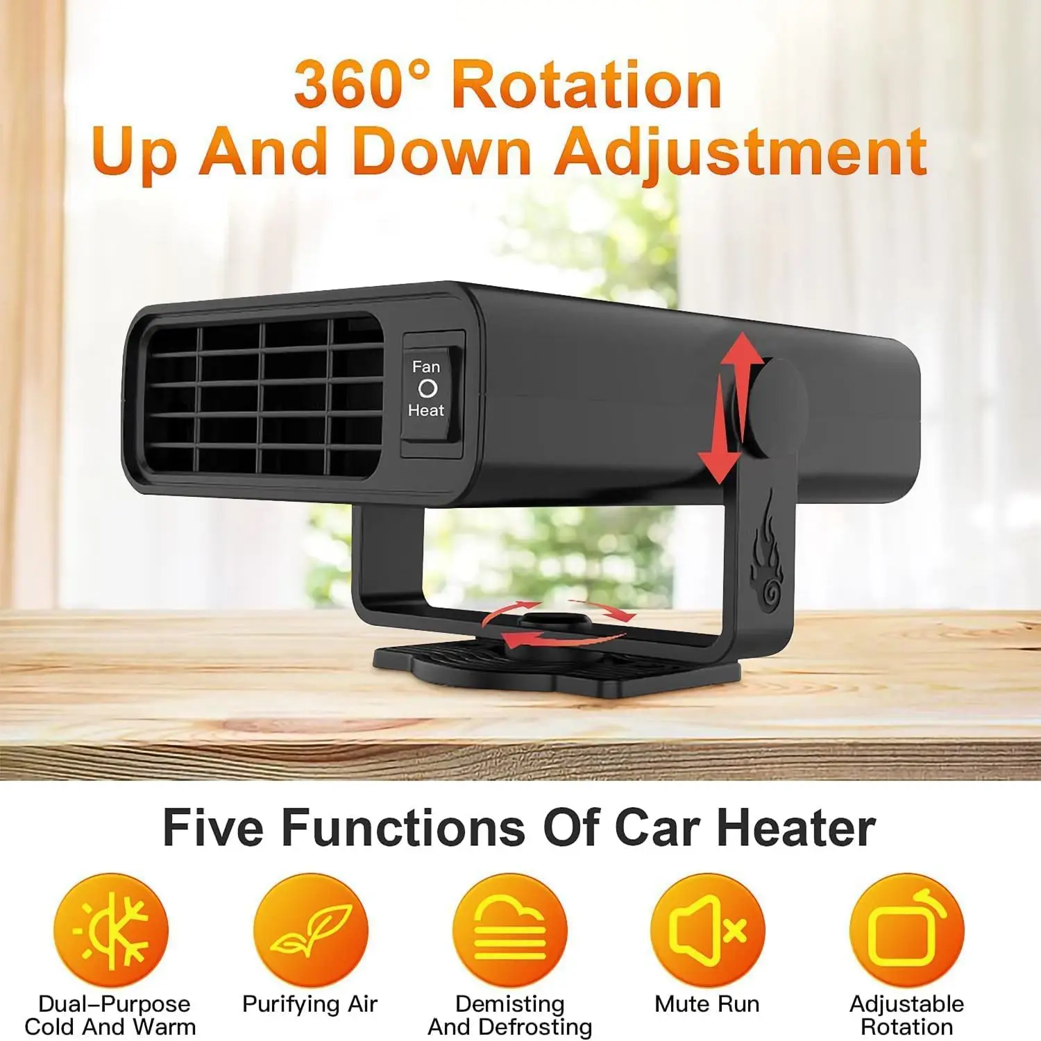 Electric Car Heater Fan 12v 24v Windshield Defrosting 120w Fast Heating