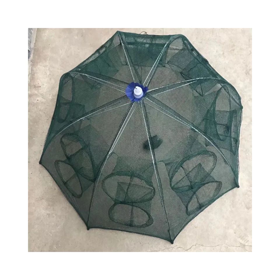 Strong 6 Holes Umbrella Automatic Fishing Trap Cage Fish Net Trap