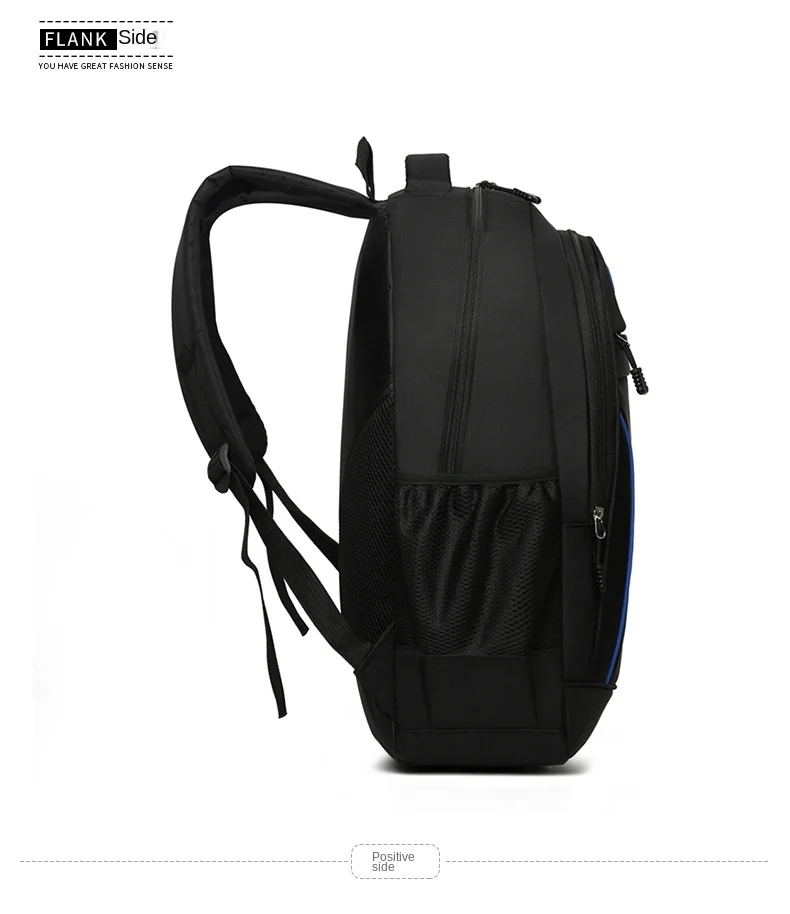Men's Nylon Oxford Cloth Backpack Large Capacity Casual Travel Bag Polyester Lining Waterproof for Students Simple Everyday Use
