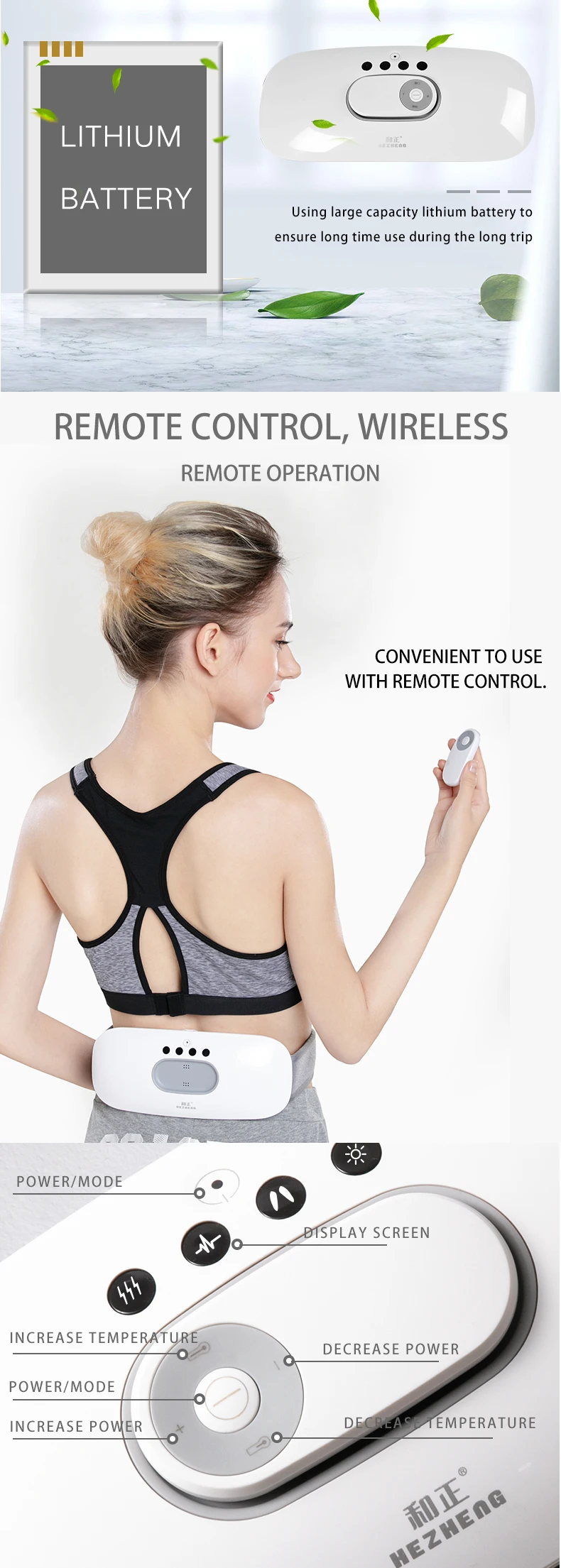 2023  Lumbar Muscle Strain Wireless Air Pressure Massage Electric Pain Relief Smart Waist Massager EMS Infrared Heating Relieves