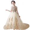 High quality luxury fine work princess dress lace mesh lace kids clothes girl dress