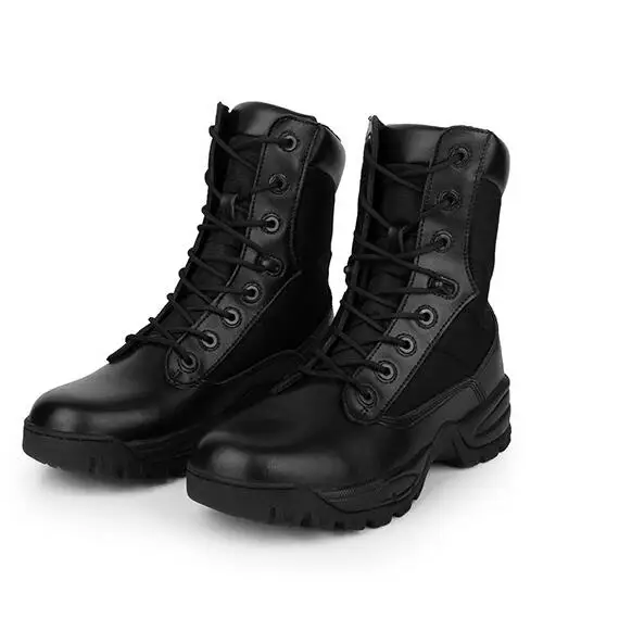 black combat work boots