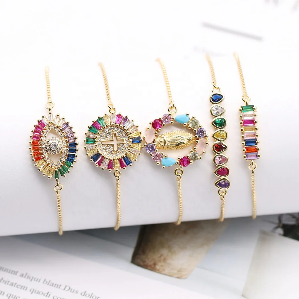 

2020 New Gold Plated Rainbow Bisuteria Bracelet Accessories Women