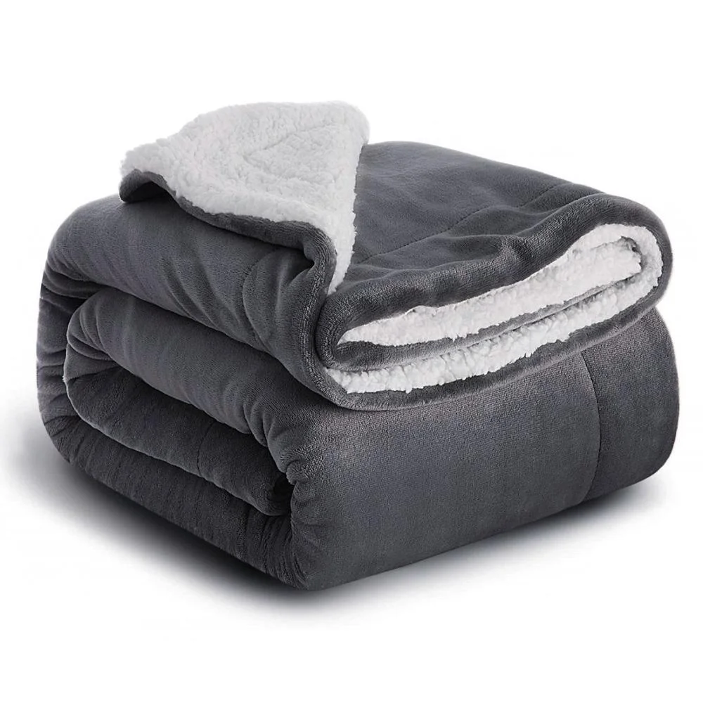 Solid Ultra Luxurious Reversible Plush Throw Blanket Super Soft Mink