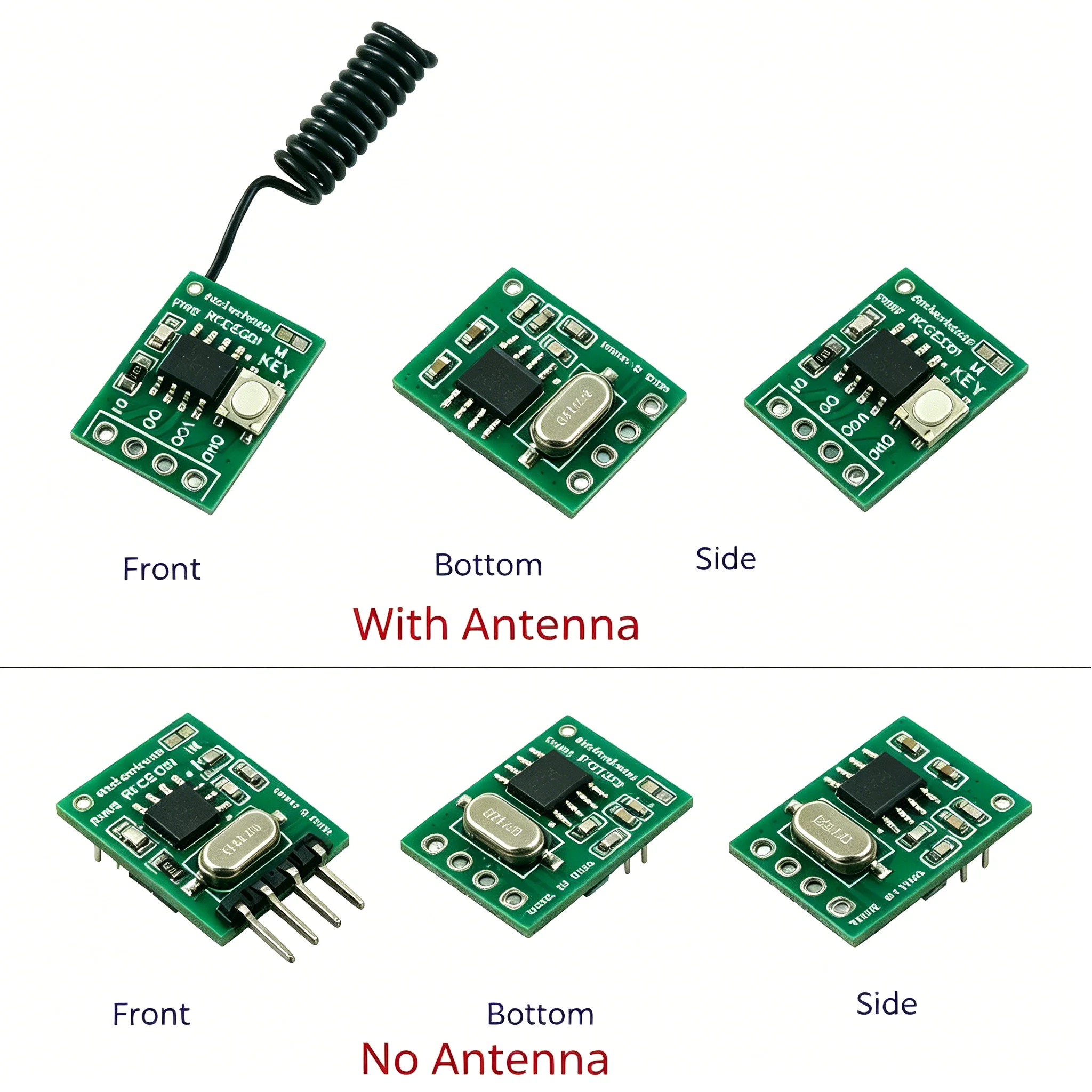 Side-by-side comparison: PT2262 dip switch vs EV1527 learning button
