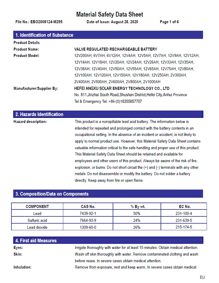 85AH 12V بطارية الرصاص الحمضية المختومة MSDS قابلة لإعادة الشحن للأجهزة المنزلية 32