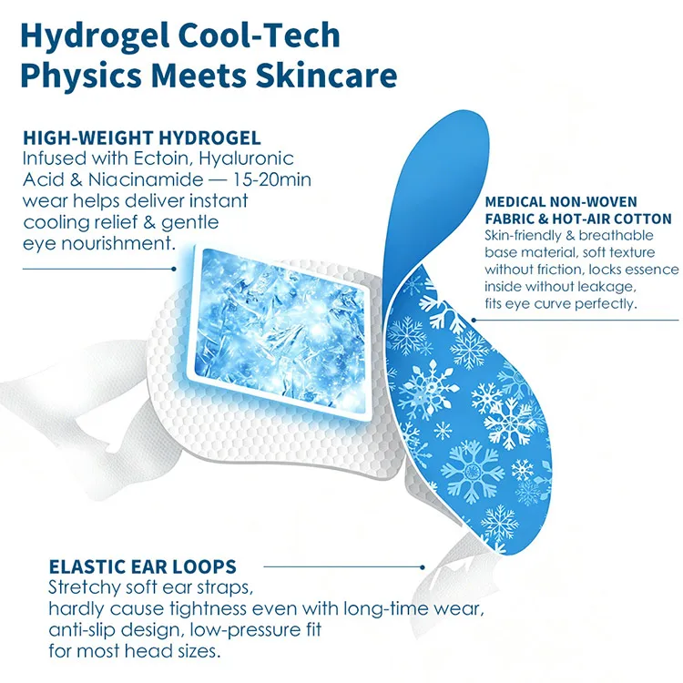 OEM Custom Logo Ergothioneine Barrier Repair Niacinamide Hydrating Hydrogel Cooling Eye Mask for Puffy Eyes