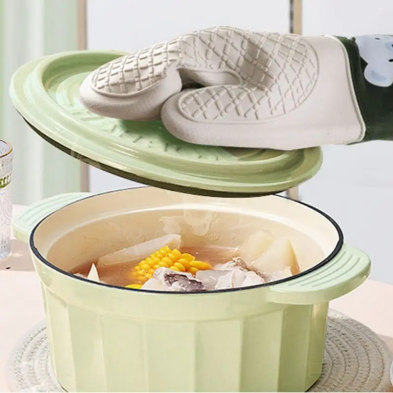 OEM ODM New Silicone Cotton Cloth Gloves Twill Double Microwave Oven Heatproof Gloves Kitchen Baking BBQ Heat Insulation Mitts details