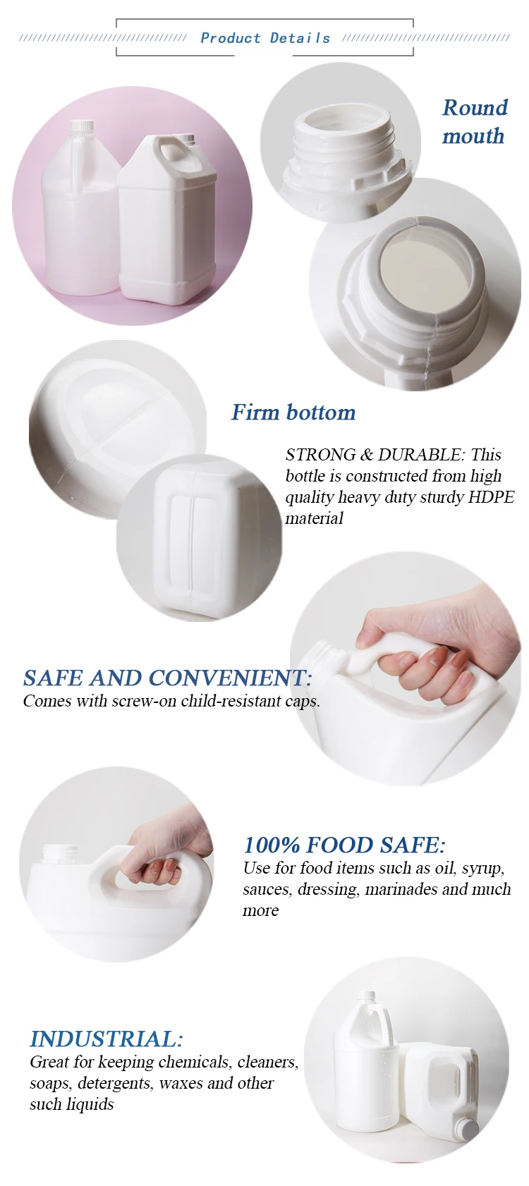 White 1 gallon / 128 oz plastic jug (HSP-ICG-W30-120)