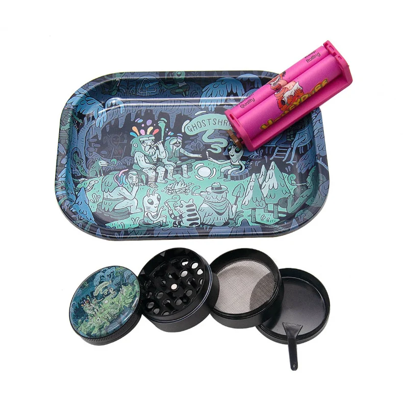 1pcs Herb Grinder 1pcs Rolling Tray 1pcs Cigarette Maker Smoking