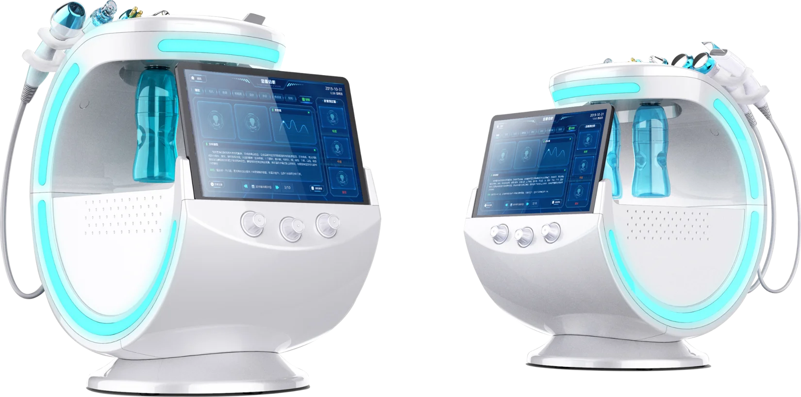 2020 Multifunctional 7 in 1 new magic mirror monitoring aqua facial smart ice blue skin management system