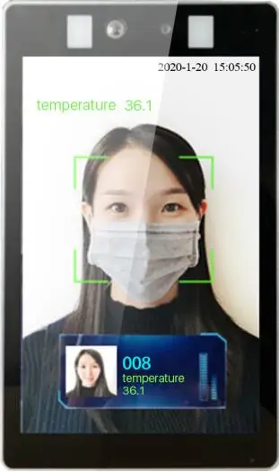8 Inch Non-contact Multilingual HD LCD AI Intelligent Face recognition With body Detection  measurement thermal camera