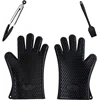Silicone BBQ /Cooking Gloves -Meat Shredder Kitchen Tongs -Silicone Brush Set , Silicone Heat Resistant Grilling BBQ Kit