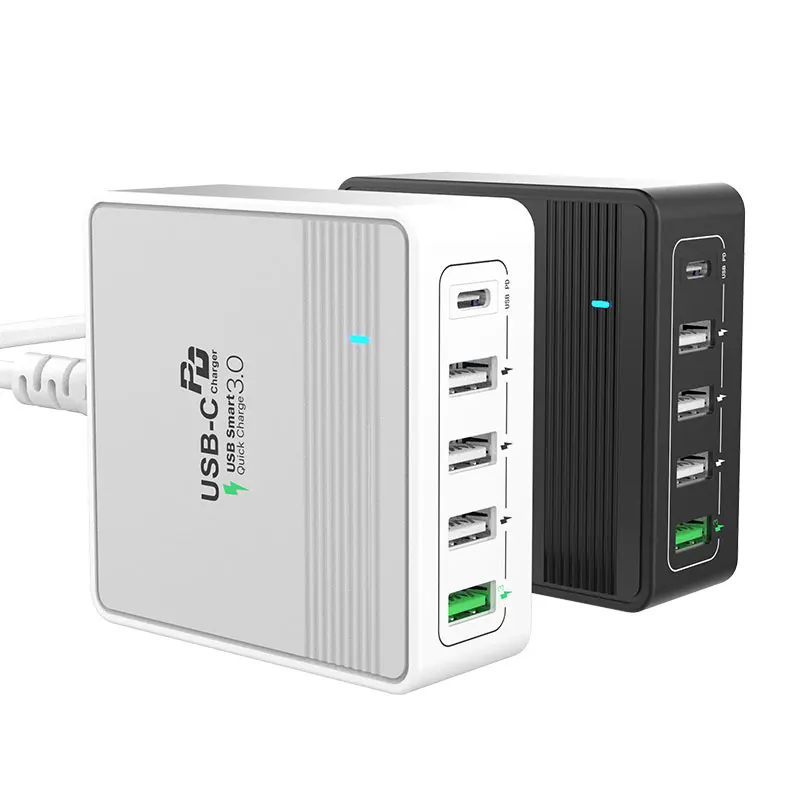 40W 5 puertos tipo-c PD + QC3.0 USB cargador de adaptador de cargador de energ&iacute;a - ANKUX Tech Co., Ltd