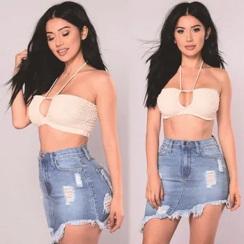 stretchy jean skirts