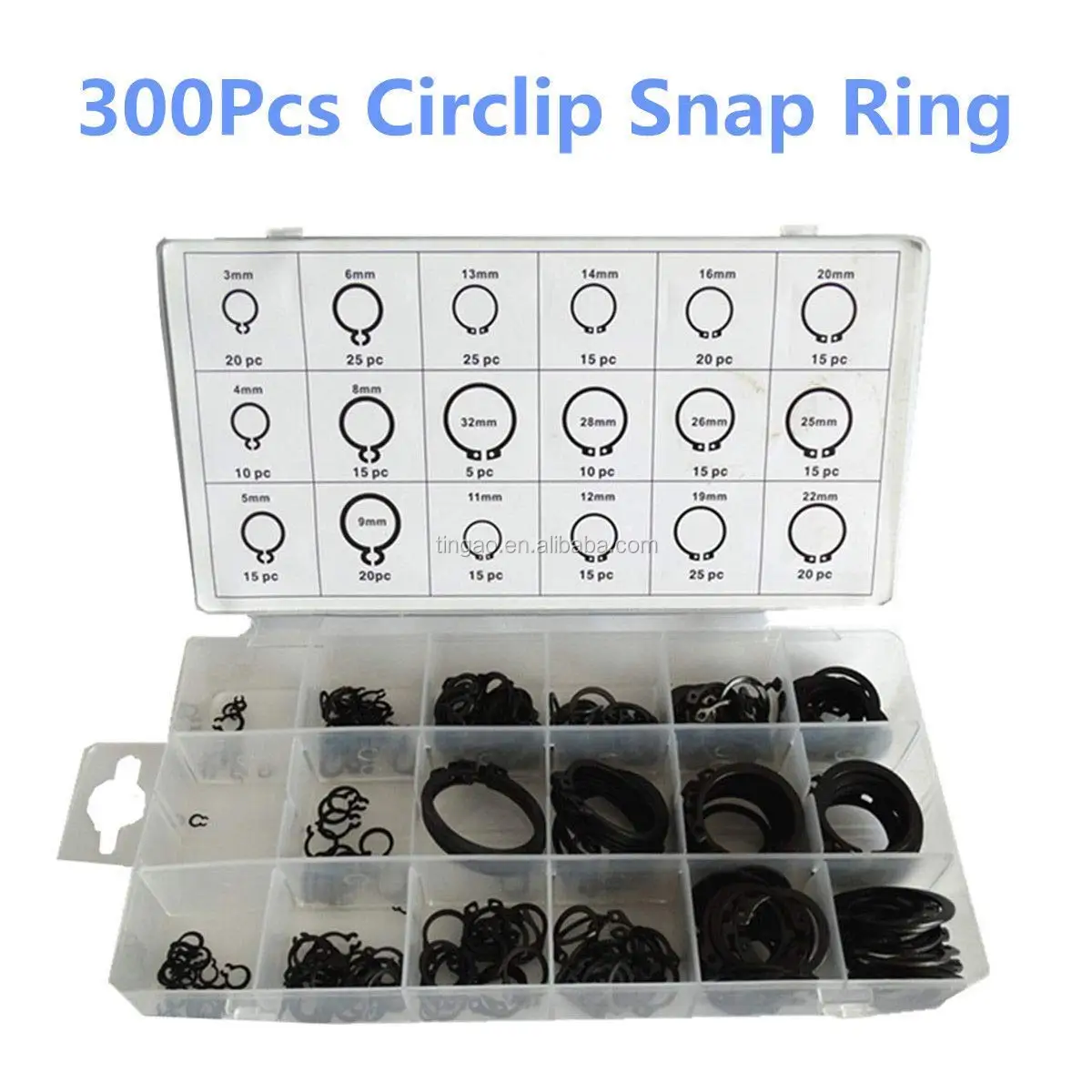 Black iplusmile 300 Pcs External snap Ring Assortment kit Set circlip 18 Sizes retaining Ring 