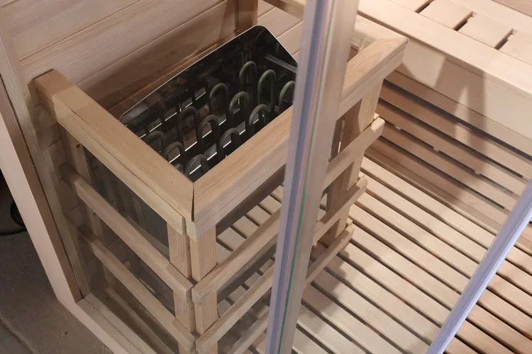 4.5kw Hemlock Wood Sauna Box With Glass Door,Traditional Dry Steam Room