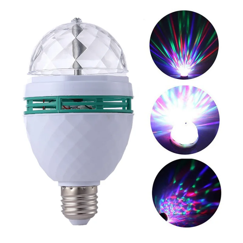 NewHigh Quality 3w Mini E27 RGB LED Lamp Auto rotating rgb led dj disco stage lighting Holiday Bulb for Bar KTV Lighting