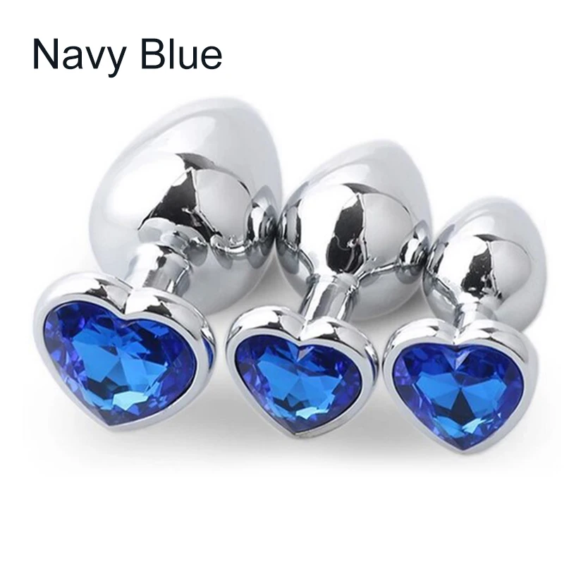 Stainless Steel Jewel Diamond Base Metal Heart Anal Plug Set Butt Plug For Men Adult Woman