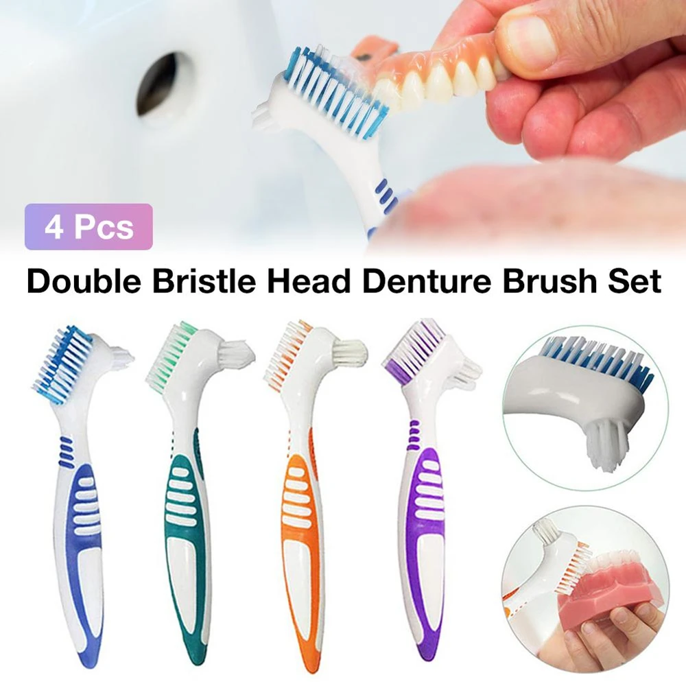 Denture Brush Toothbrush Multitufted Bristles Deep Cleaning Denture